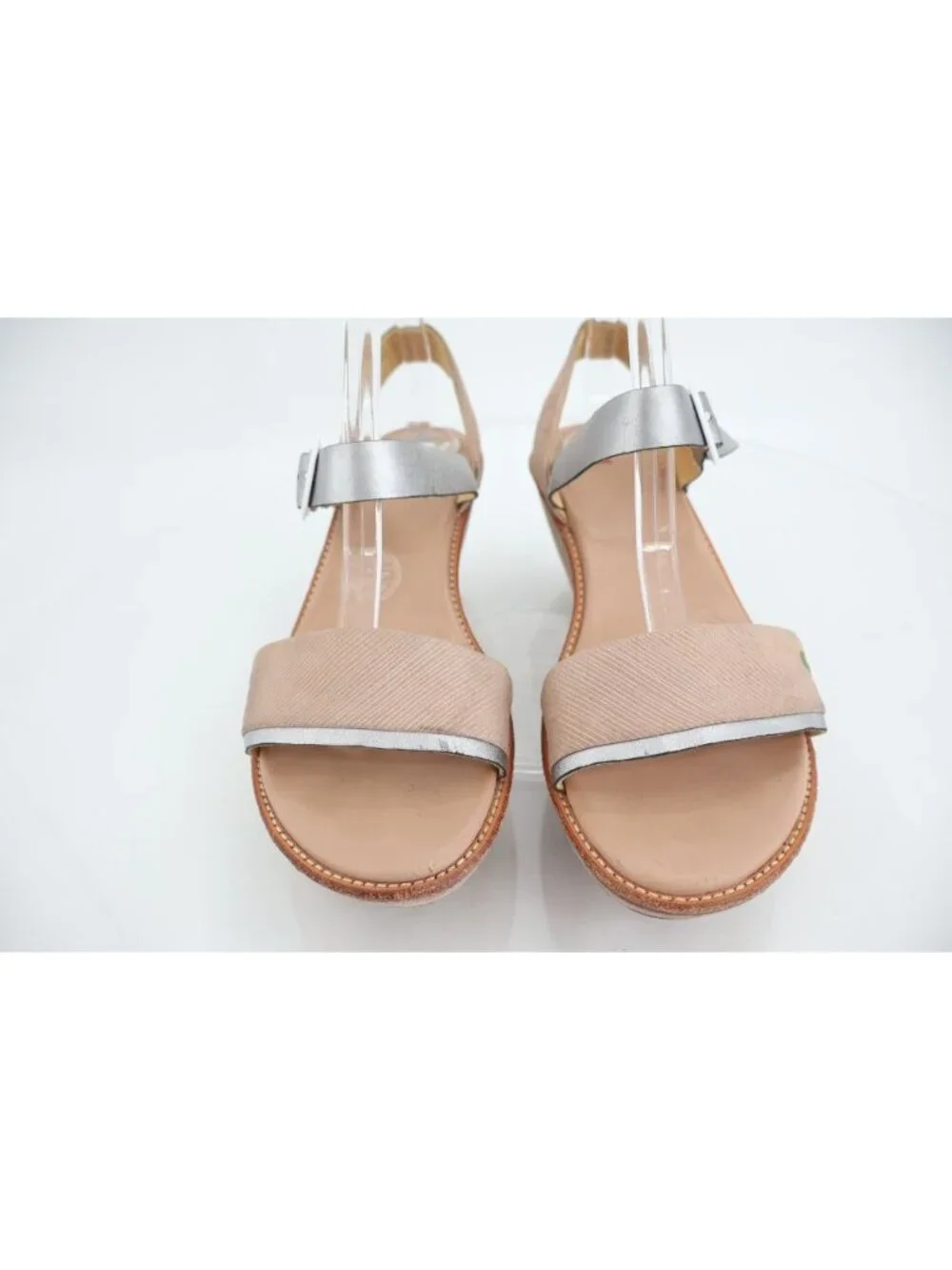 Camper Doshi Levien Twins Sandals Women 7.5 Tan Silver Leather Wedge Slingback